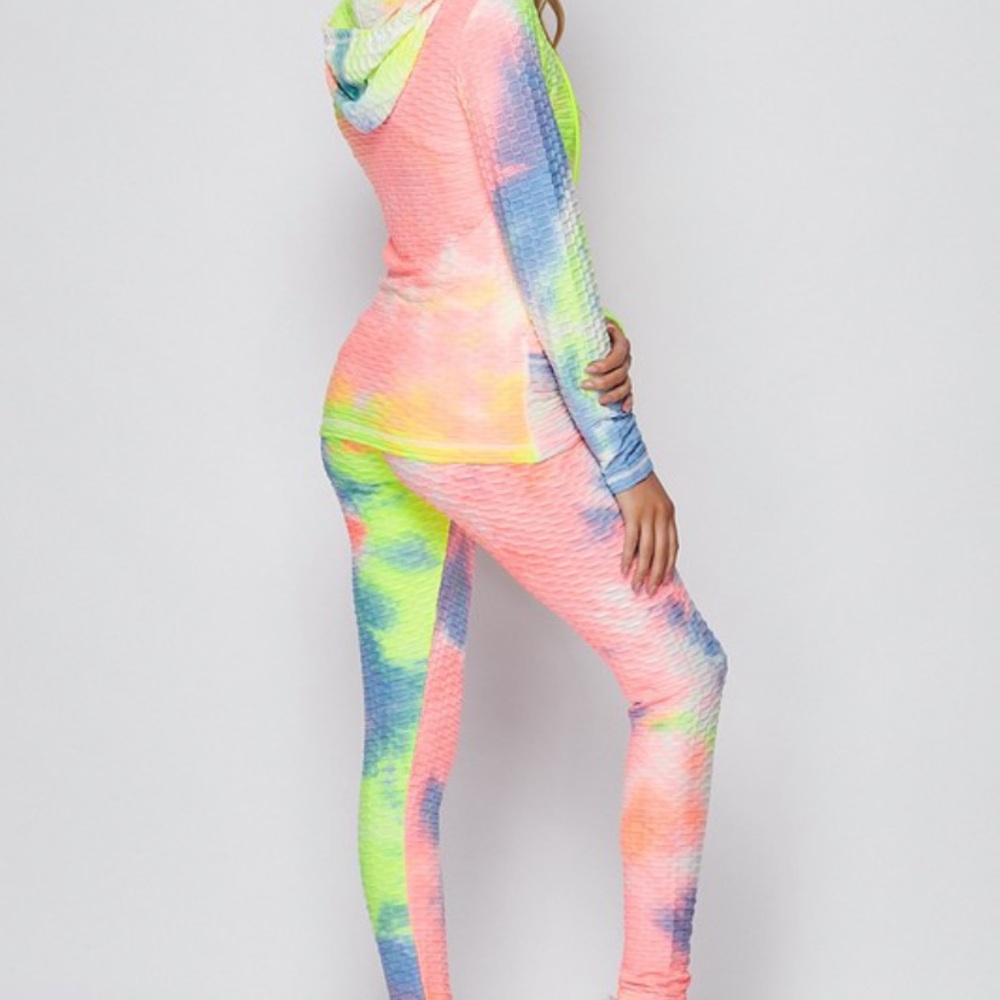 Neon Tie Dye 2 Piece Set w/ jacket & leggings NEW